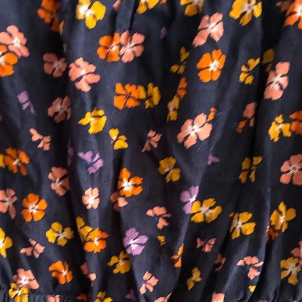 Madewell  Puff-Sleeve Square Neck Smocked-Waist in Aloha Floral Crop Top S
